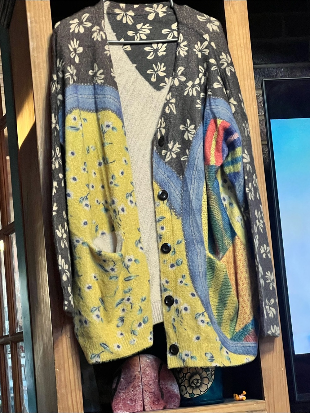 Women’s Multi-Color Floral Patchwork Cardigan Sweater